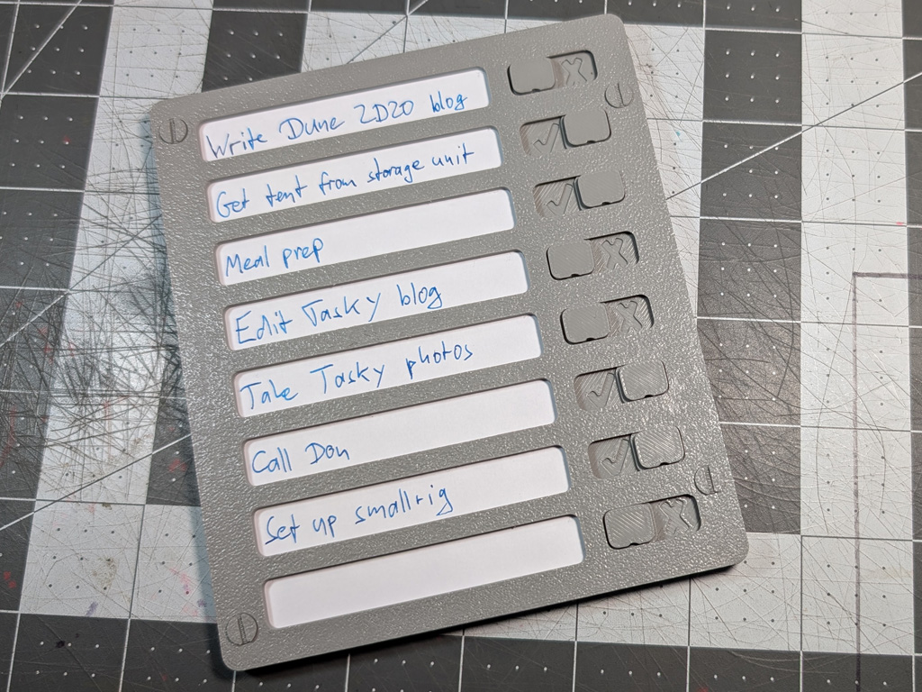 Photograph of a 3d-printed task organizer